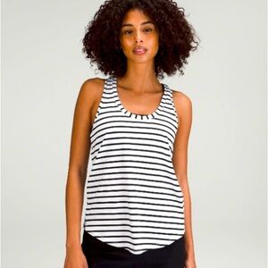 Lululemon, size 4, Yachtie Stripe White Black, Women's Love Tank Top